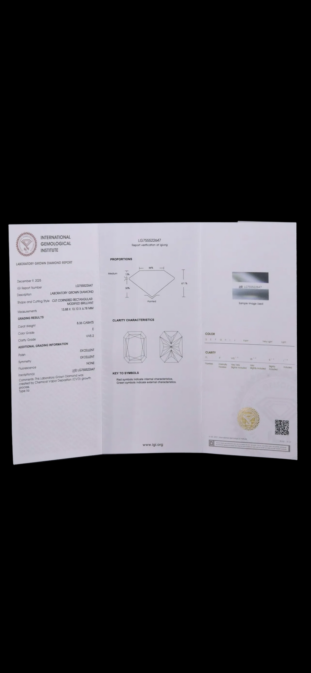 PLATINUM 8.36 CT LAB GROWN DIAMOND SOLITAIRE RING WITH  IGI REPORT